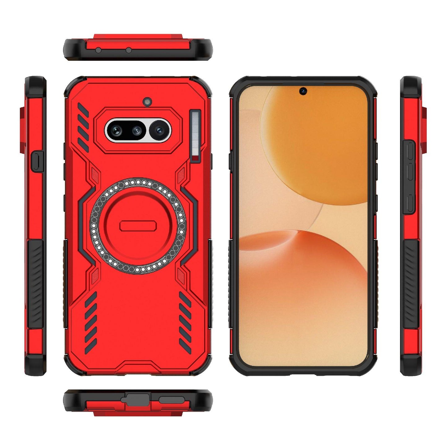 Nothing Phone 4a 5G Butterfly Armor MagSafe Magnetic Ring Shockproof Protective Phone Case with Stand