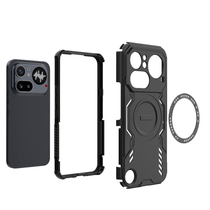 Nothing Phone 4a Pro 5G Butterfly Armor MagSafe Magnetic Ring Shockproof Protective Phone Case with Stand