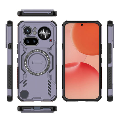 Nothing Phone 4a Pro 5G Butterfly Armor MagSafe Magnetic Ring Shockproof Protective Phone Case with Stand