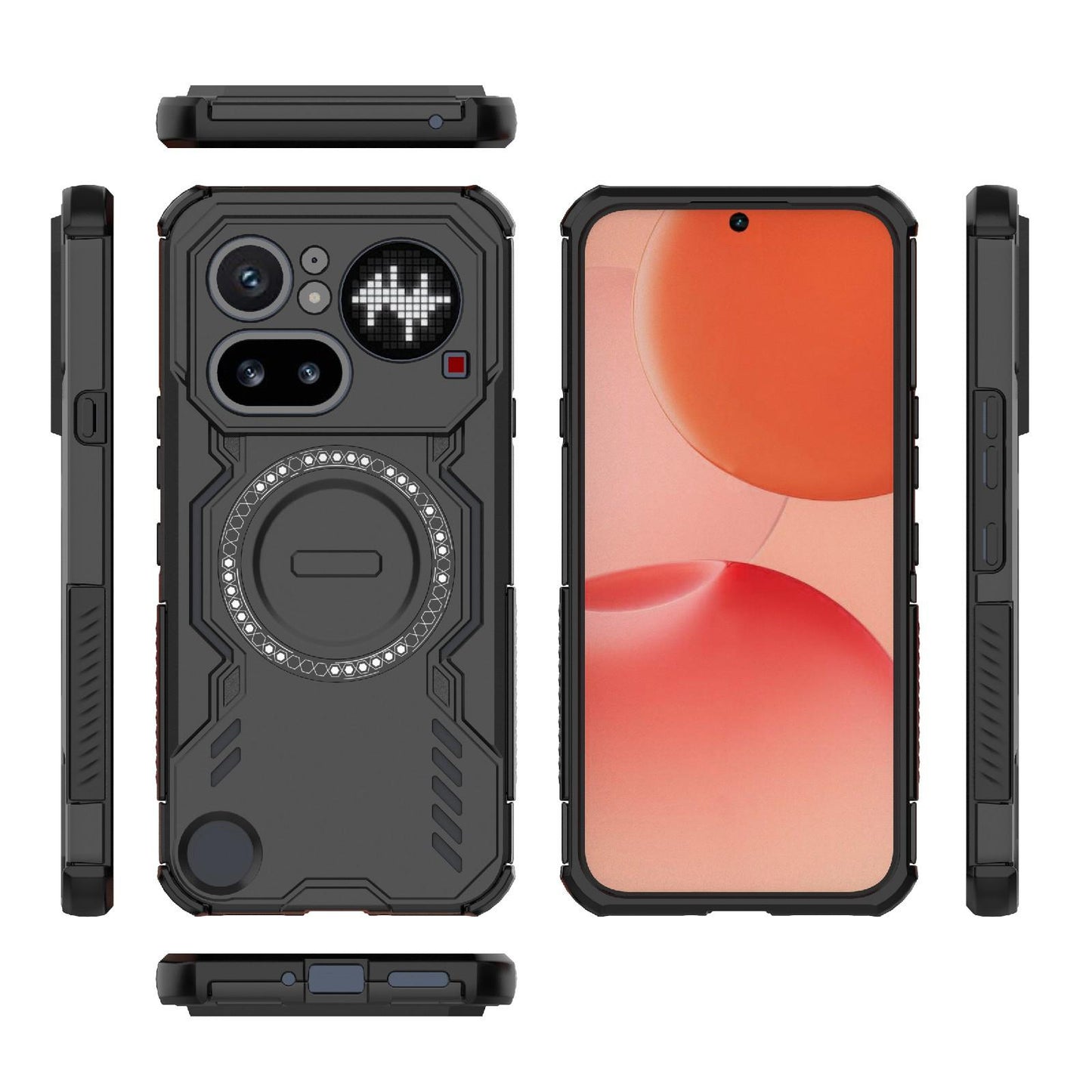 Nothing Phone 4a Pro 5G Butterfly Armor MagSafe Magnetic Ring Shockproof Protective Phone Case with Stand