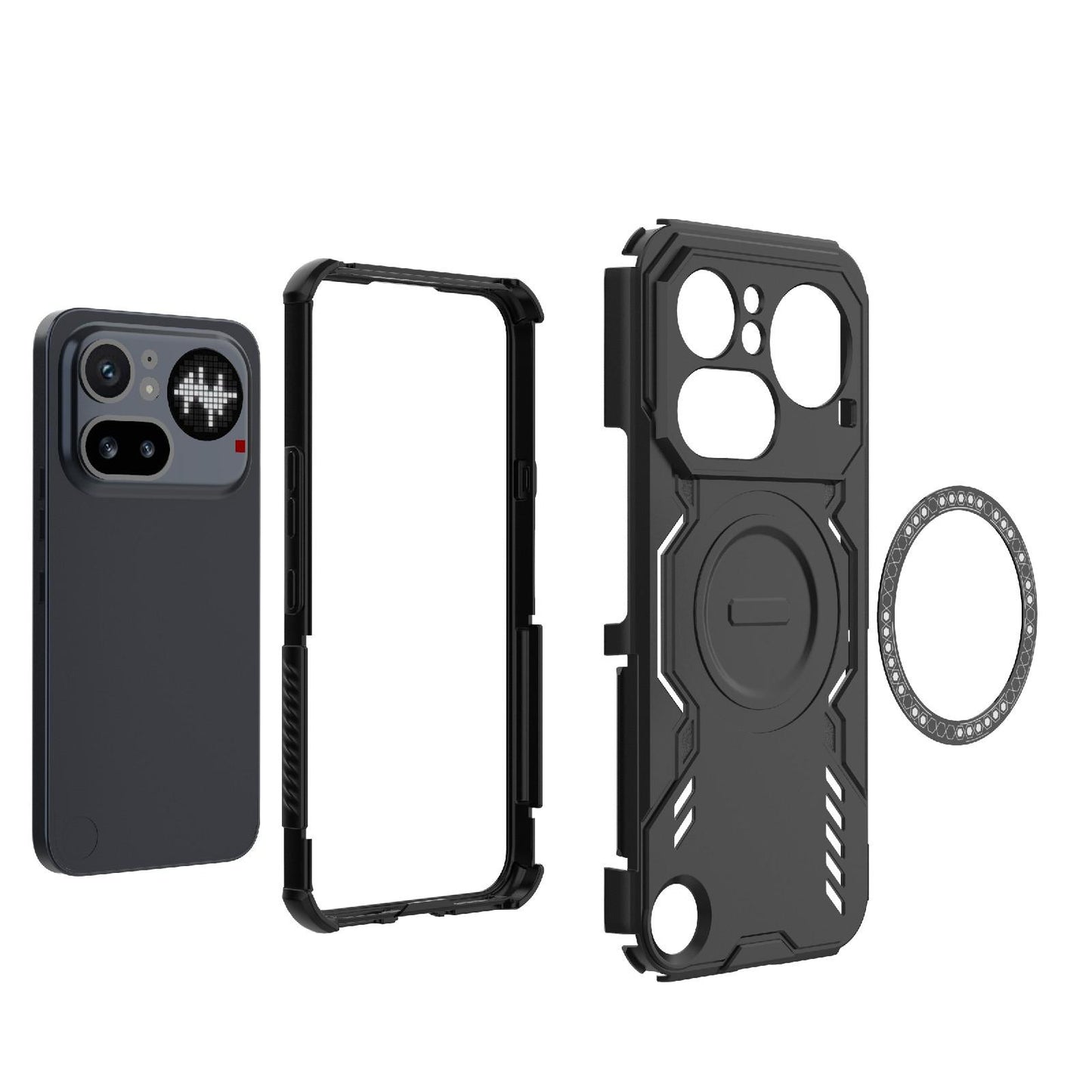 Nothing Phone 4a Pro 5G Butterfly Armor MagSafe Magnetic Ring Shockproof Protective Phone Case with Stand