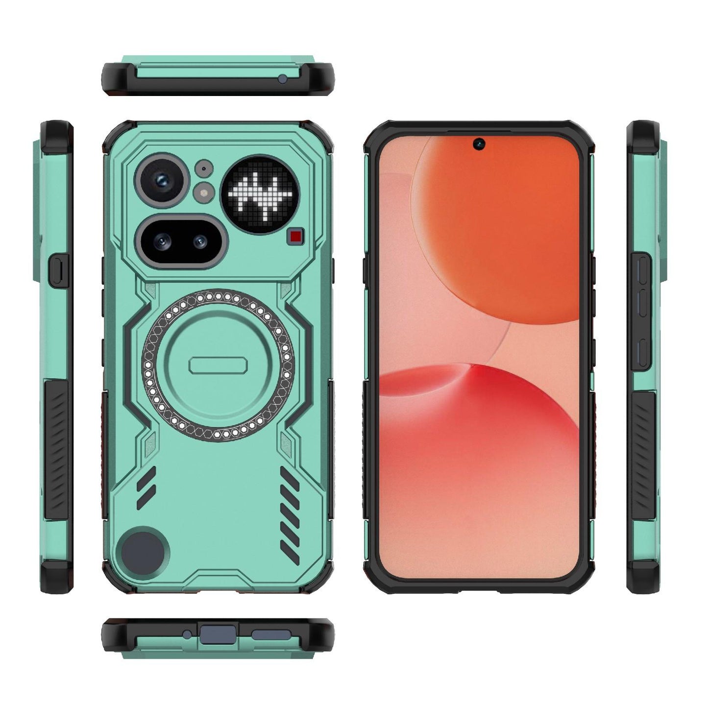 Nothing Phone 4a Pro 5G Butterfly Armor MagSafe Magnetic Ring Shockproof Protective Phone Case with Stand