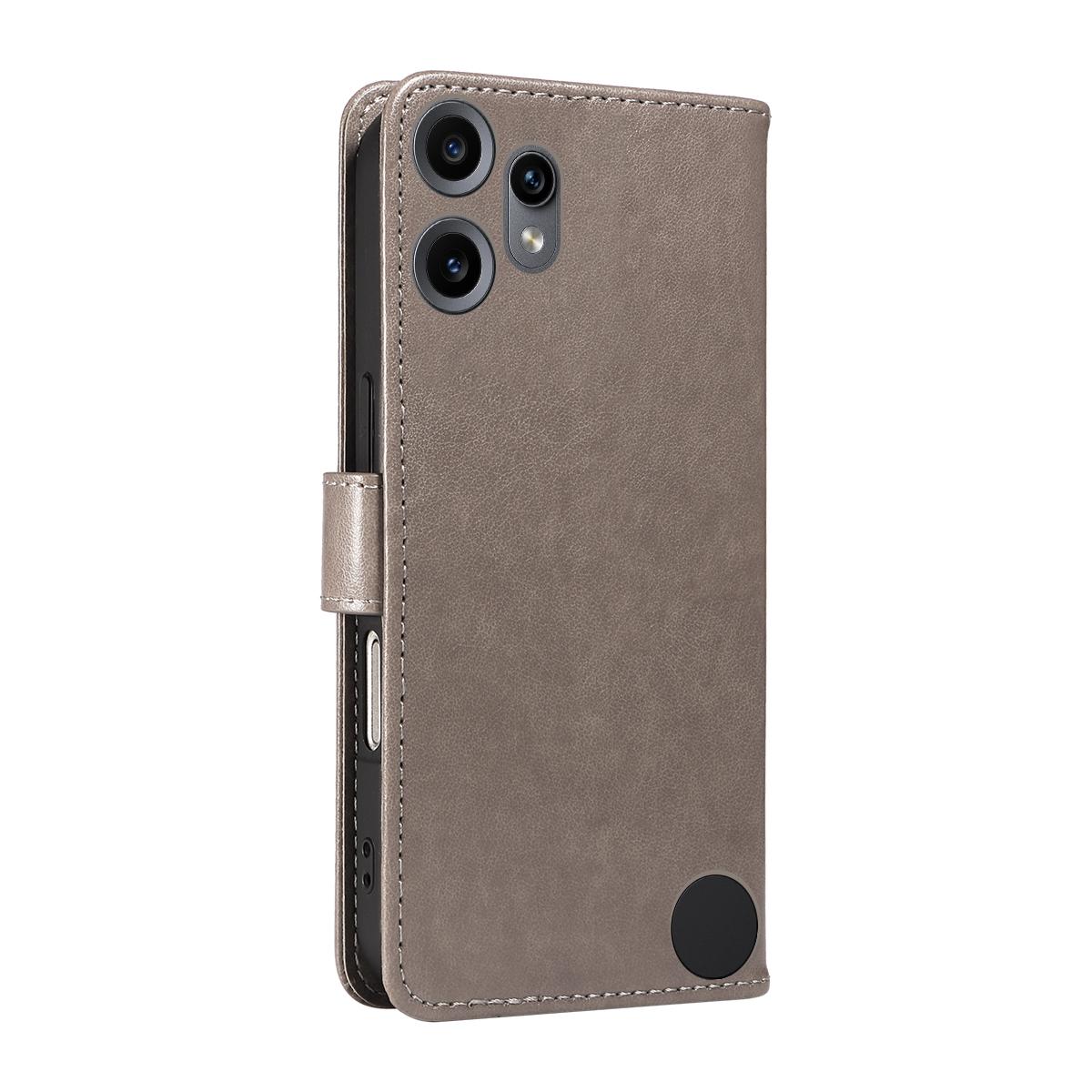 For Nothing CMF Phone 2 Pro Cat and Bee Embossed Flip Leather Phone Case Wallet Cover with Card Slots Cash Pocket Magnetic Stand Protective Shockproof TPU PU Leather Case with Wrist Strap