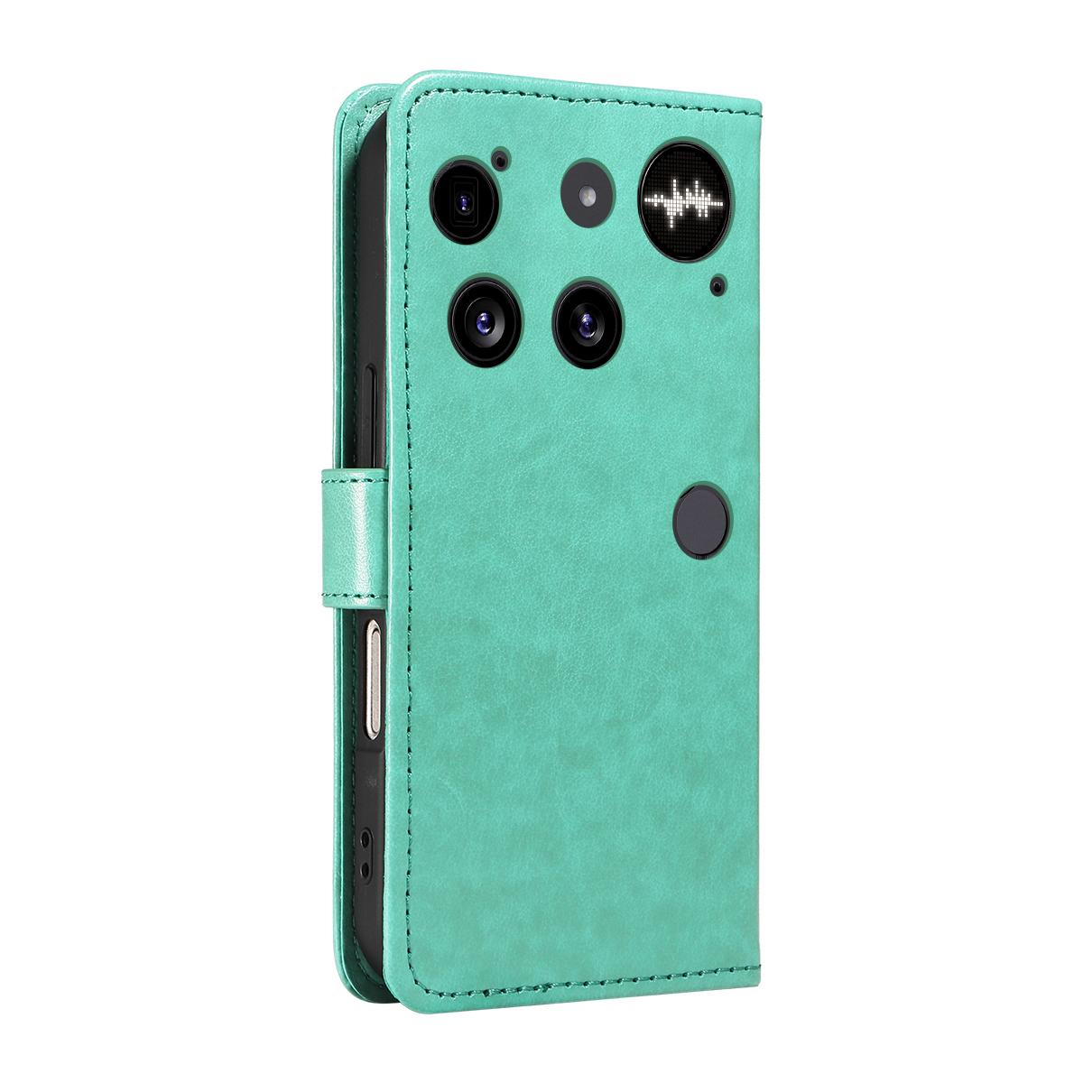 For Nothing Phone 3 Cat and Bee Embossed Flip Leather Phone Case Wallet Cover with Card Slots Cash Pocket Magnetic Stand Protective Shockproof TPU PU Leather Case with Wrist Strap