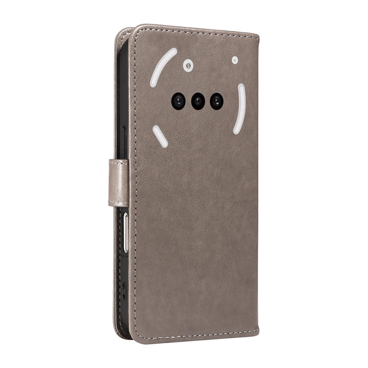For Nothing Phone 3A Cat and Bee Embossed Flip Leather Phone Case Wallet Cover with Card Slots Cash Pocket Magnetic Stand Protective Shockproof TPU PU Leather Case with Wrist Strap