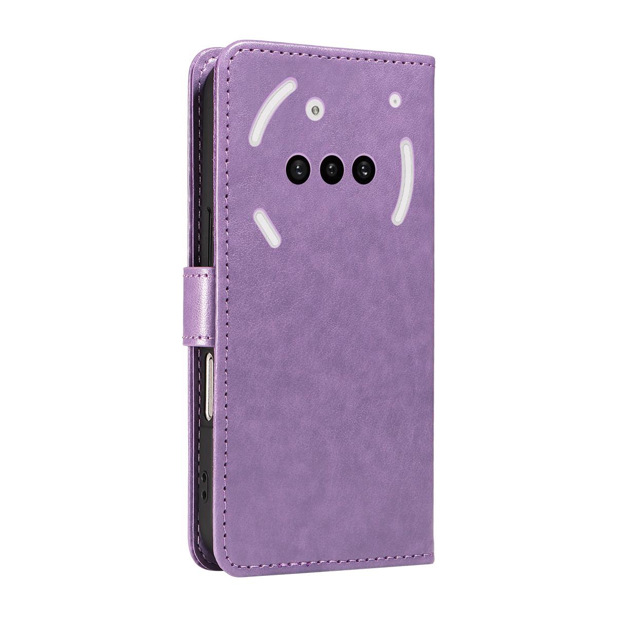For Nothing Phone 3A Cat and Bee Embossed Flip Leather Phone Case Wallet Cover with Card Slots Cash Pocket Magnetic Stand Protective Shockproof TPU PU Leather Case with Wrist Strap