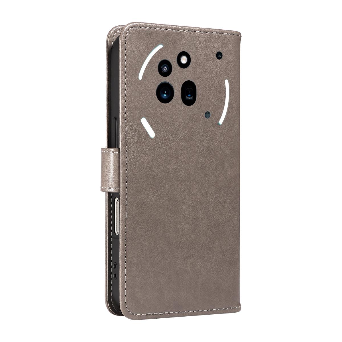 For Nothing Phone 3A Pro Cat and Bee Embossed Flip Leather Phone Case Wallet Cover with Card Slots Cash Pocket Magnetic Stand Protective Shockproof TPU PU Leather Case with Wrist Strap