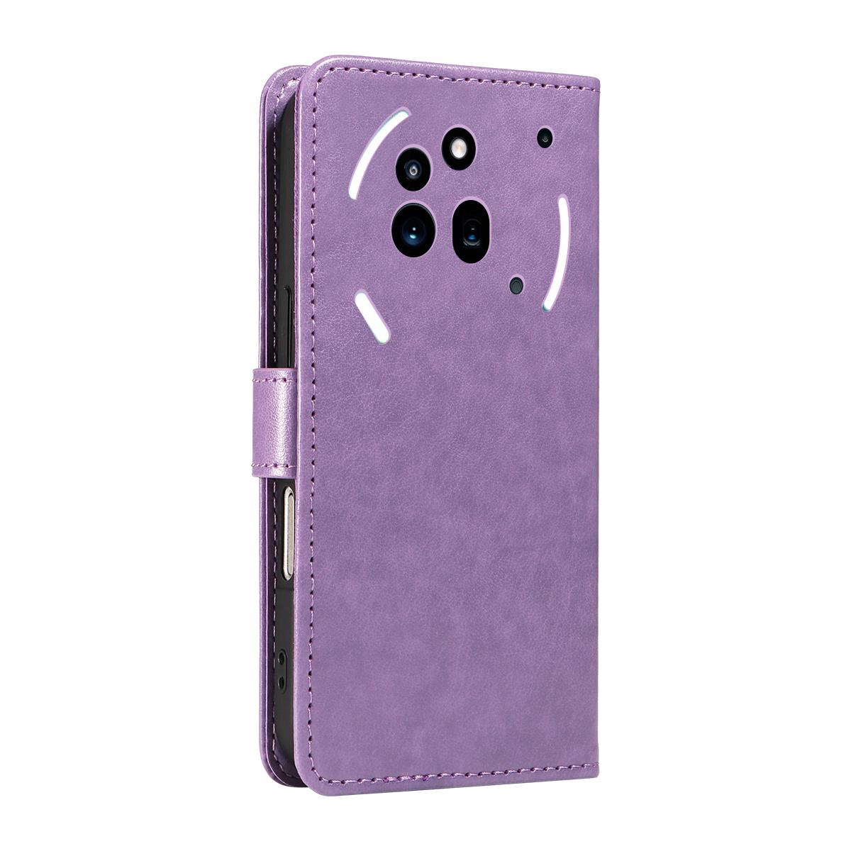For Nothing Phone 3A Pro Cat and Bee Embossed Flip Leather Phone Case Wallet Cover with Card Slots Cash Pocket Magnetic Stand Protective Shockproof TPU PU Leather Case with Wrist Strap
