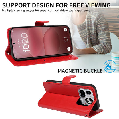 For Nothing Phone 4a Pro Cat and Bee Embossed Flip Leather Phone Case Wallet Cover with Card Slots Cash Pocket Magnetic Stand Protective Shockproof TPU PU Leather Case with Wrist Strap