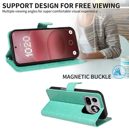 For Nothing Phone 4a Pro Cat and Bee Embossed Flip Leather Phone Case Wallet Cover with Card Slots Cash Pocket Magnetic Stand Protective Shockproof TPU PU Leather Case with Wrist Strap
