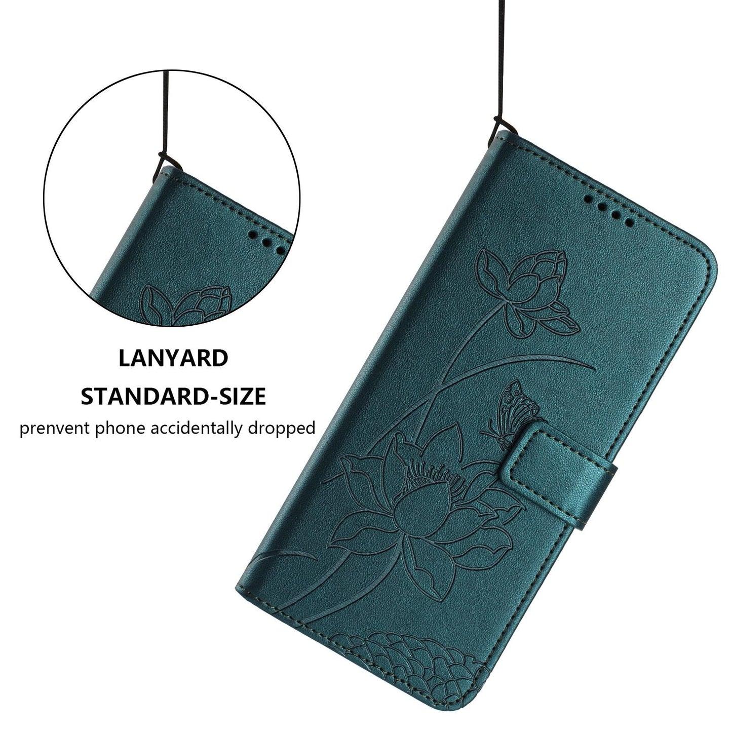 Apple iPhone SE 2020 Lotus Embossed PU Leather Wallet Phone Case with Card Holder, Cash Pocket, Magnetic Flip Stand Cover, Wrist Lanyard Strap, Shockproof TPU Protective Folio Case - Purple