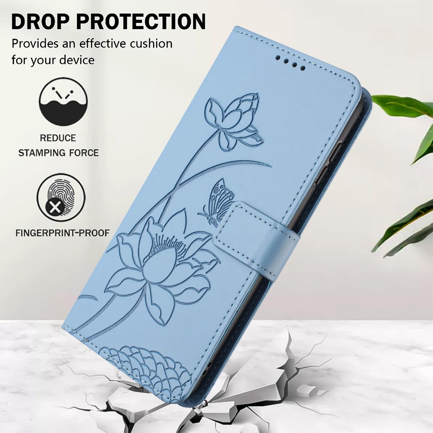 Google Pixel 7 Pro Lotus Embossed PU Leather Wallet Phone Case with Card Holder, Cash Pocket, Magnetic Flip Stand Cover, Wrist Lanyard Strap, Shockproof TPU Protective Folio Case - Purple