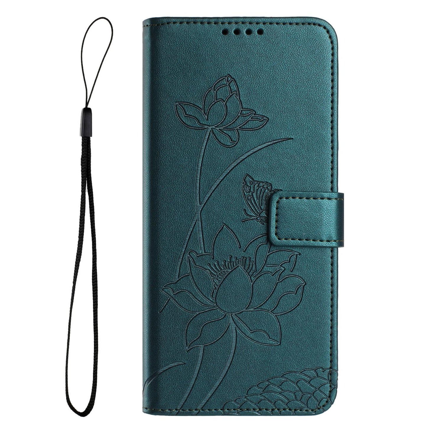 Google Pixel 10 Pro XL Lotus Embossed PU Leather Wallet Phone Case with Card Holder, Cash Pocket, Magnetic Flip Stand Cover, Wrist Lanyard Strap, Shockproof TPU Protective Folio Case - Purple