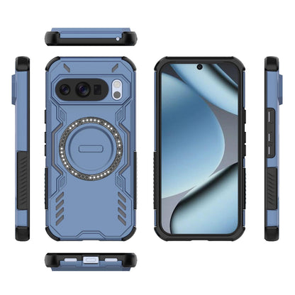 Google Pixel 10 Pro 5G Butterfly Armor MagSafe Magnetic Ring Shockproof Protective Phone Case with Stand