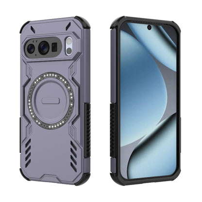 Google Pixel 10 Pro 5G Butterfly Armor MagSafe Magnetic Ring Shockproof Protective Phone Case with Stand