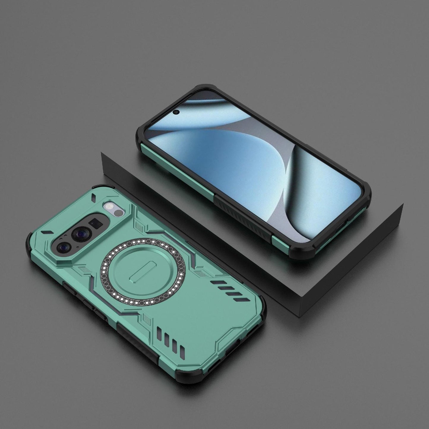 Google Pixel 10 Pro 5G Butterfly Armor MagSafe Magnetic Ring Shockproof Protective Phone Case with Stand