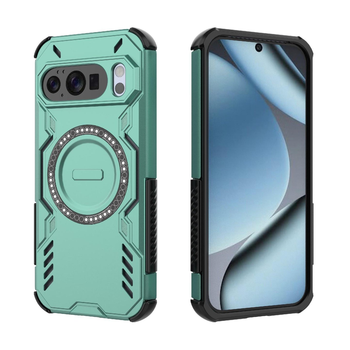 Google Pixel 10 Pro 5G Butterfly Armor MagSafe Magnetic Ring Shockproof Protective Phone Case with Stand