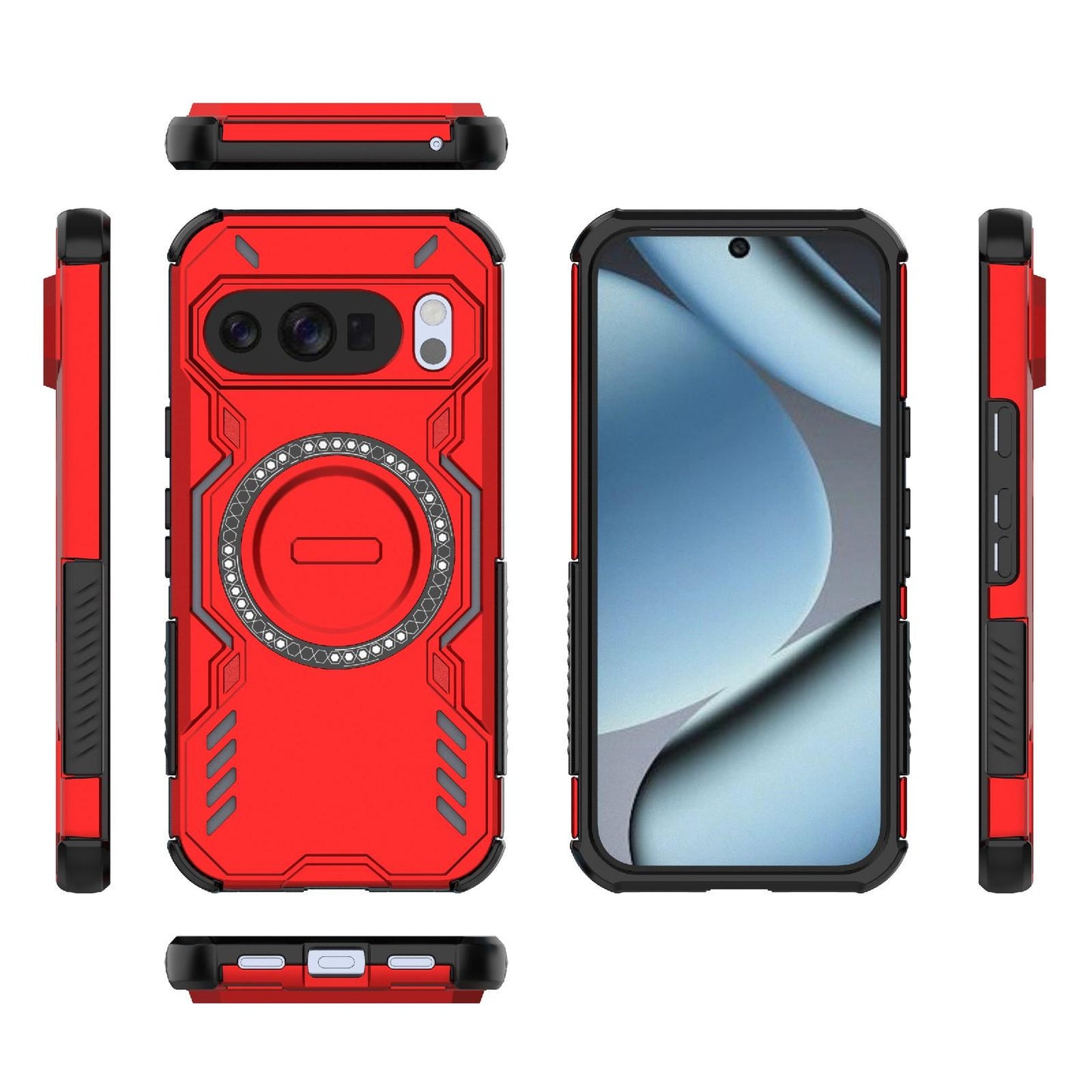 Google Pixel 10 Butterfly Armor MagSafe Magnetic Ring Shockproof Protective Phone Case with Stand