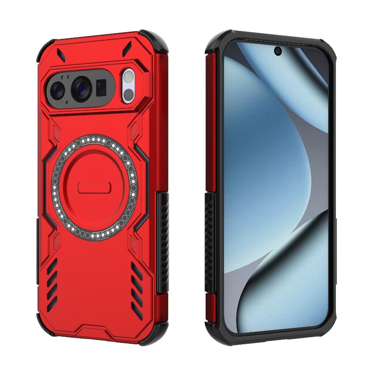 Google Pixel 10 Pro 5G Butterfly Armor MagSafe Magnetic Ring Shockproof Protective Phone Case with Stand
