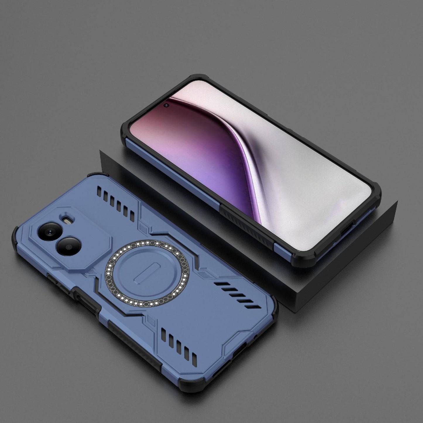 Xiaomi Poco M7 4G 169mm Butterfly Armor MagSafe Magnetic Ring Shockproof Protective Phone Case with Stand