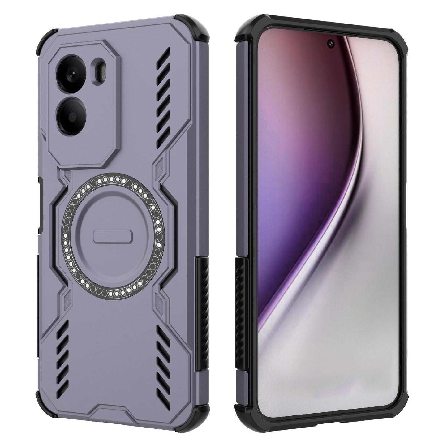 Xiaomi Poco M7 4G 169mm Butterfly Armor MagSafe Magnetic Ring Shockproof Protective Phone Case with Stand
