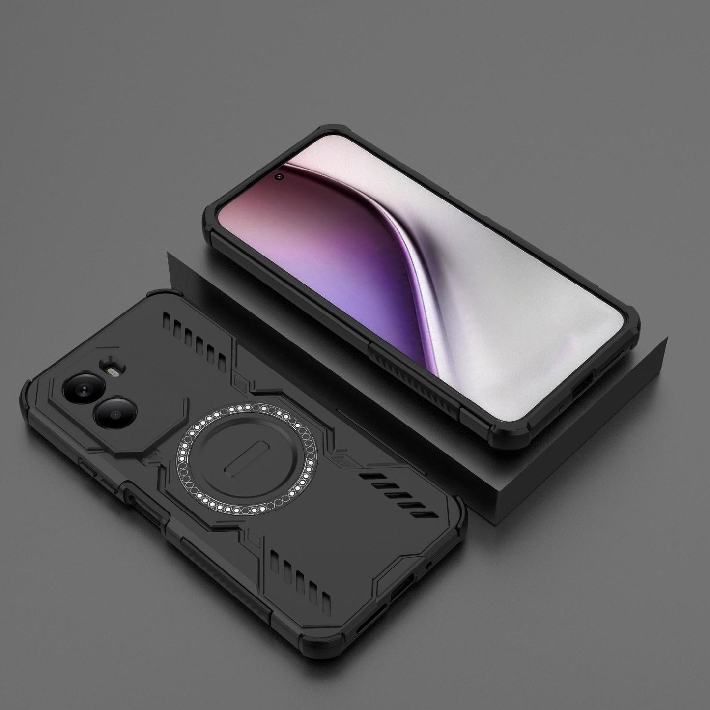 Xiaomi Poco M7 4G 169mm Butterfly Armor MagSafe Magnetic Ring Shockproof Protective Phone Case with Stand