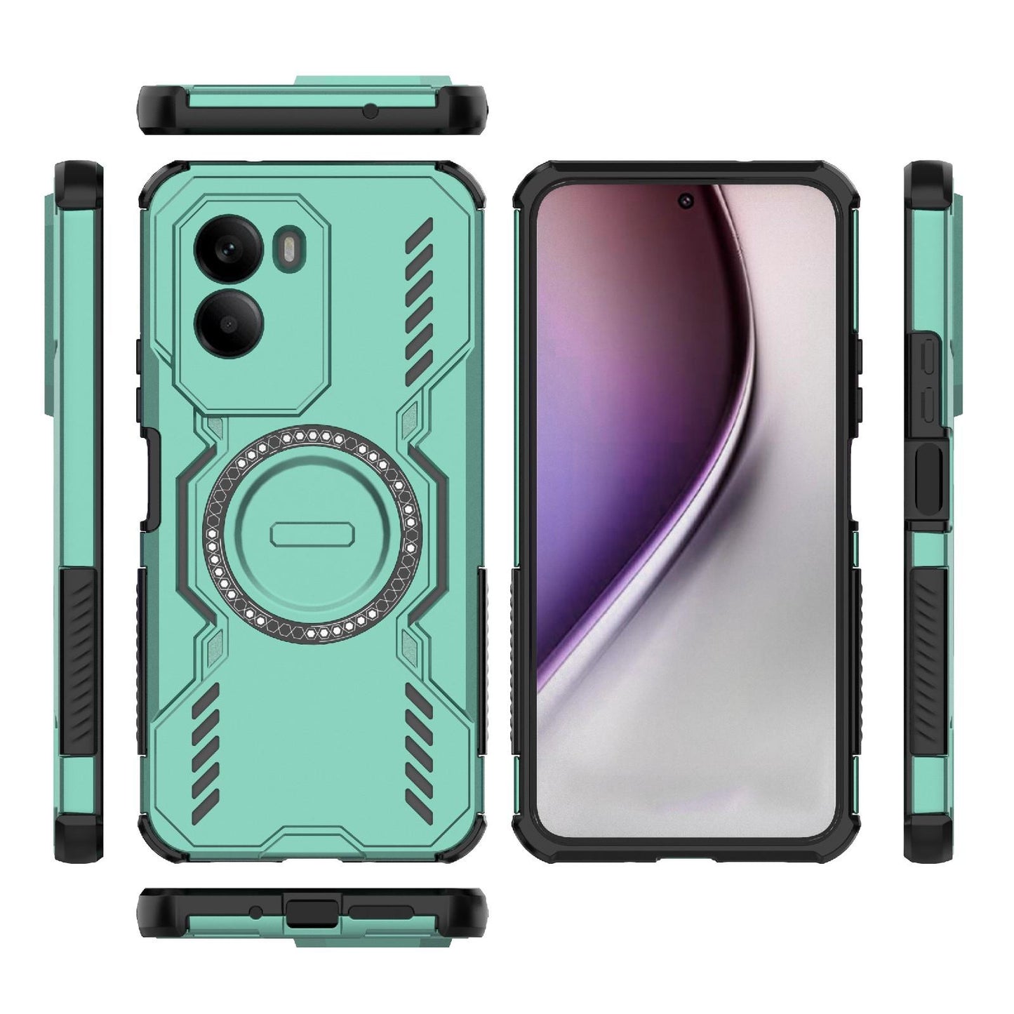 Xiaomi Poco M7 4G 169mm Butterfly Armor MagSafe Magnetic Ring Shockproof Protective Phone Case with Stand