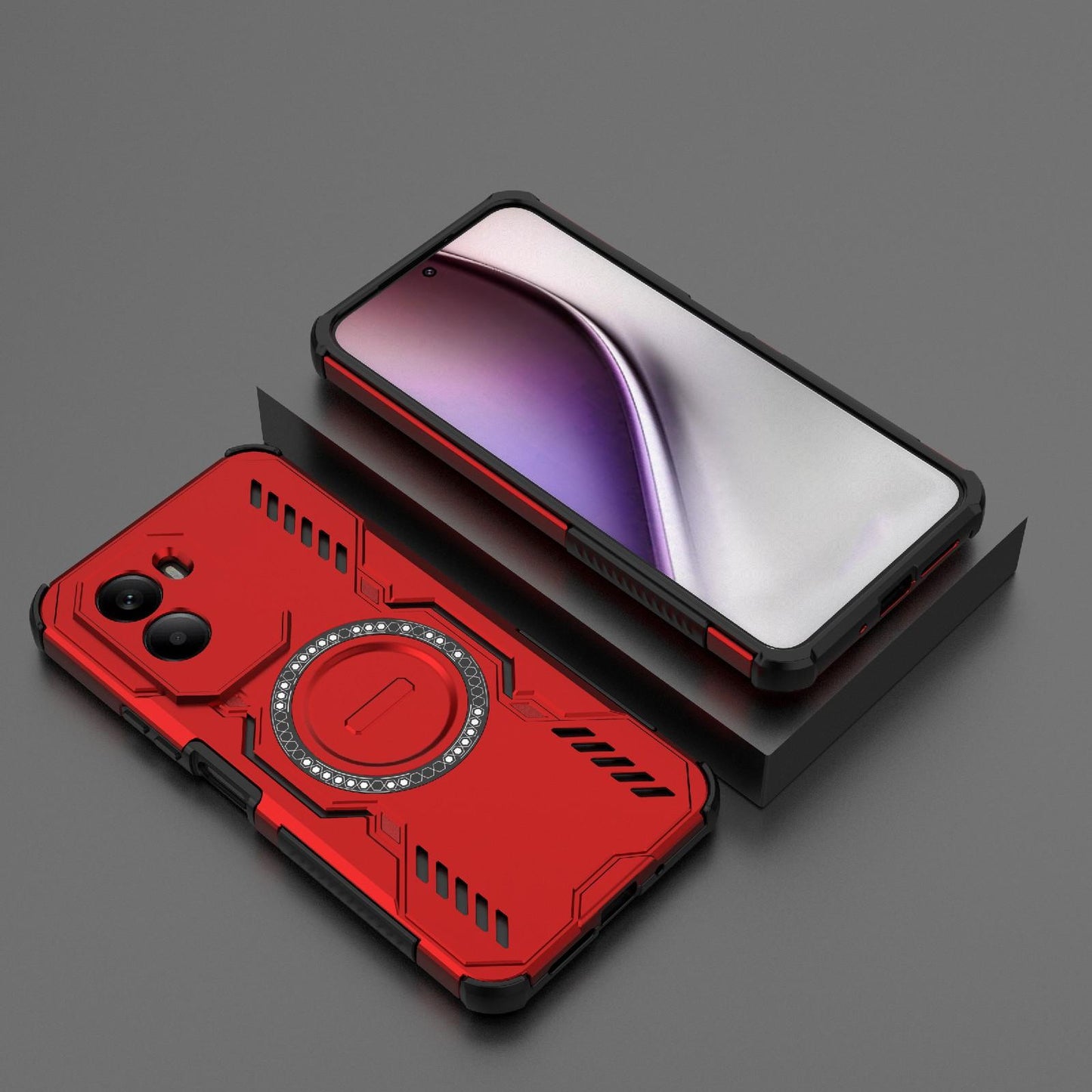Xiaomi Poco M7 4G 169mm Butterfly Armor MagSafe Magnetic Ring Shockproof Protective Phone Case with Stand
