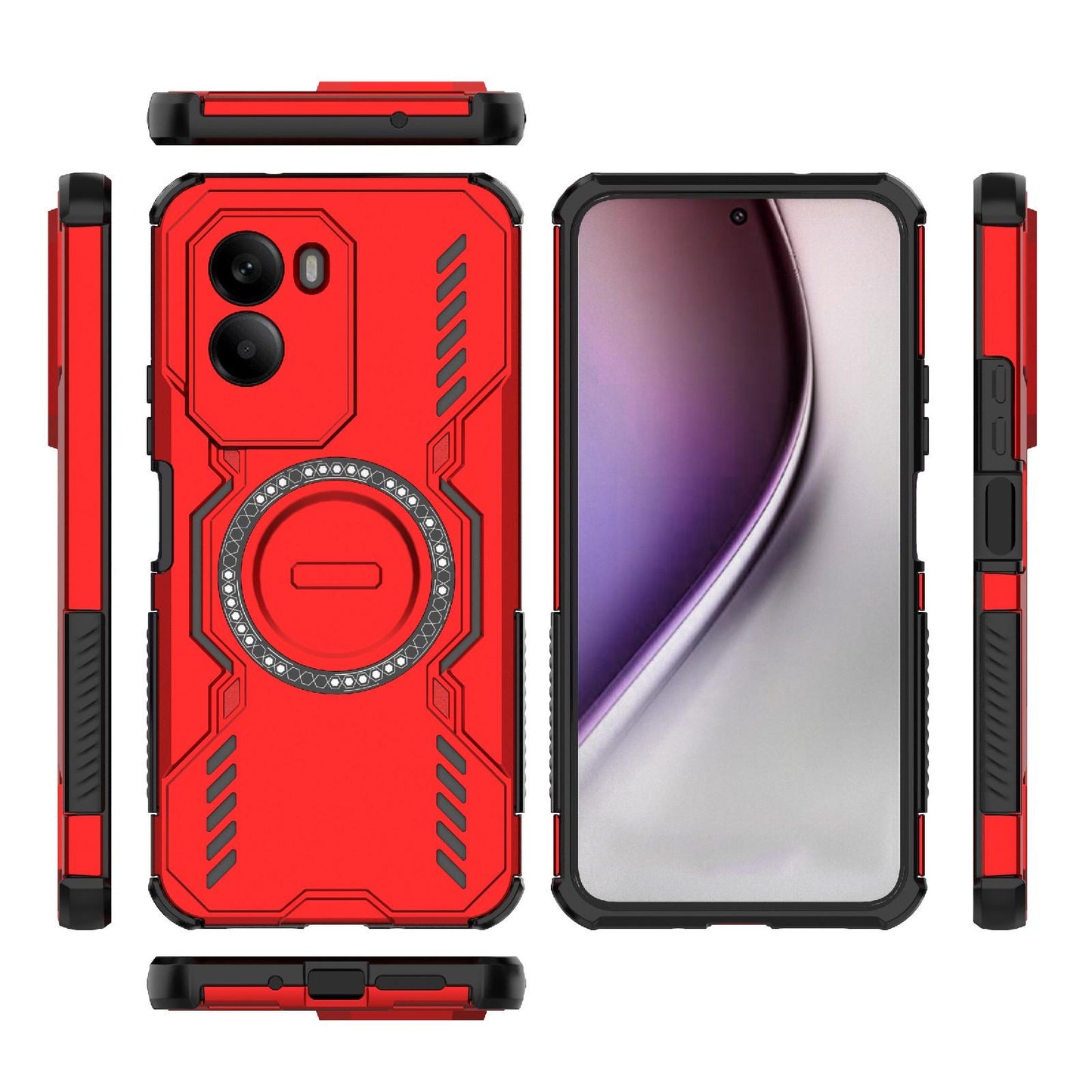 Xiaomi Poco M7 4G 169mm Butterfly Armor MagSafe Magnetic Ring Shockproof Protective Phone Case with Stand
