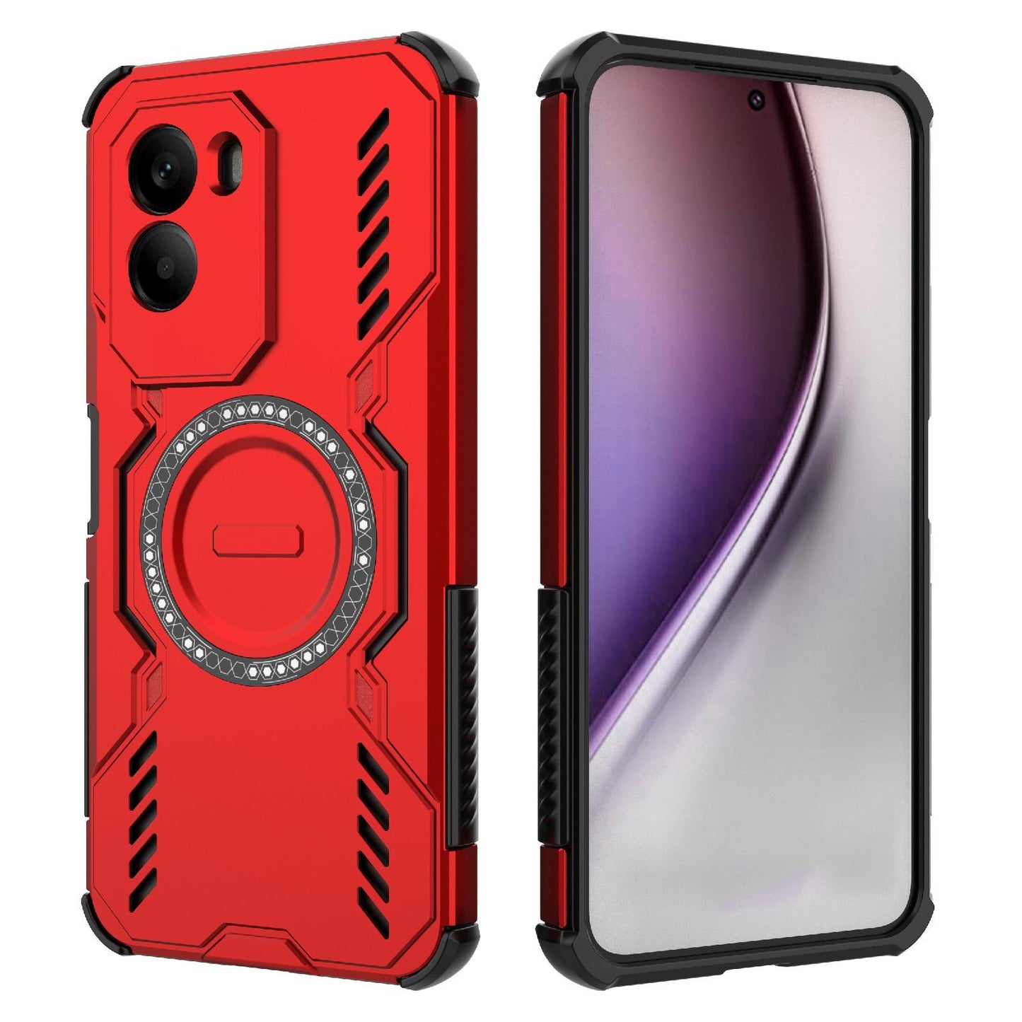 Xiaomi Poco M7 4G 169mm Butterfly Armor MagSafe Magnetic Ring Shockproof Protective Phone Case with Stand