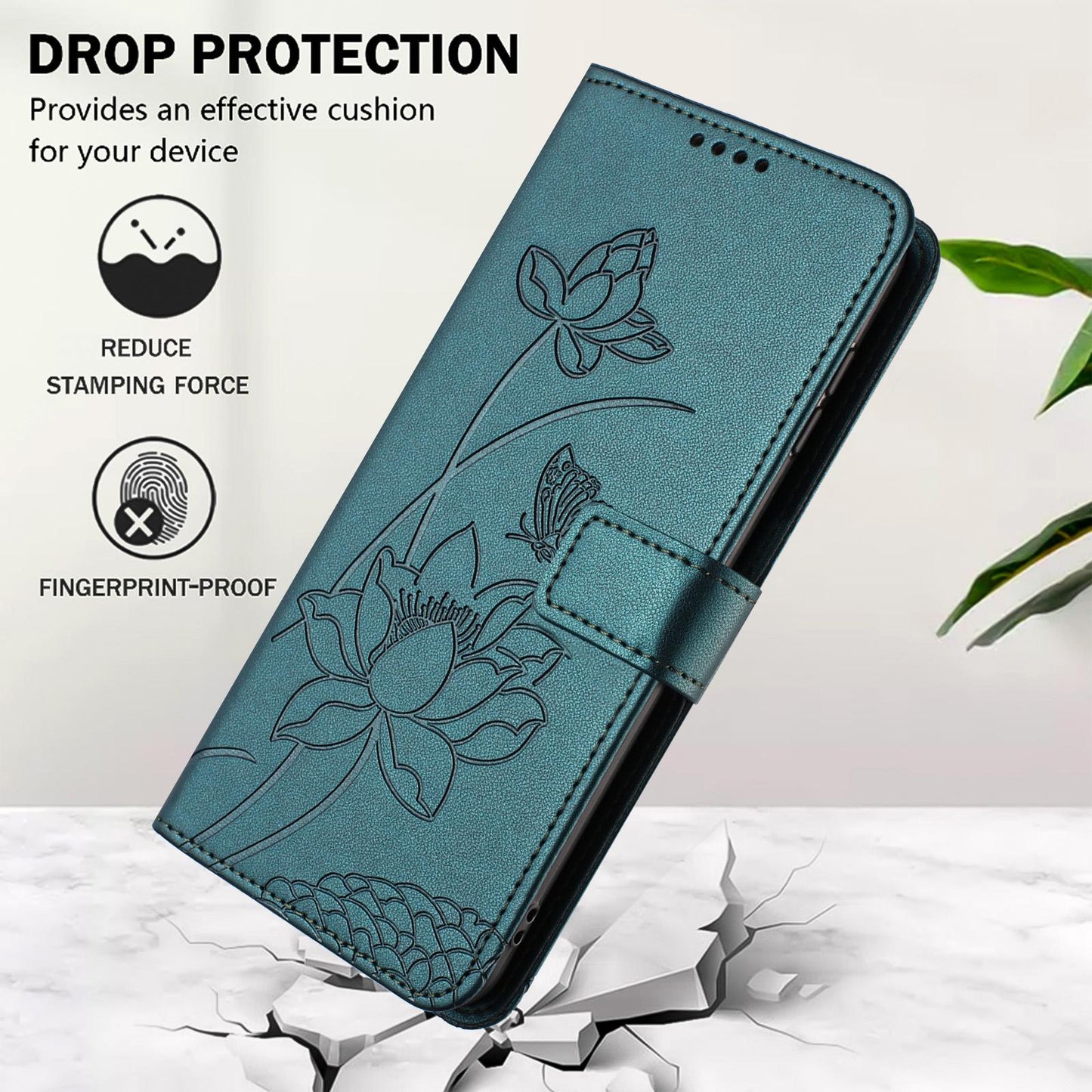 Honor X6c 4G Lotus Embossed PU Leather Wallet Phone Case with Card Holder, Cash Pocket, Magnetic Flip Stand Cover, Wrist Lanyard Strap, Shockproof TPU Protective Folio Case - Purple
