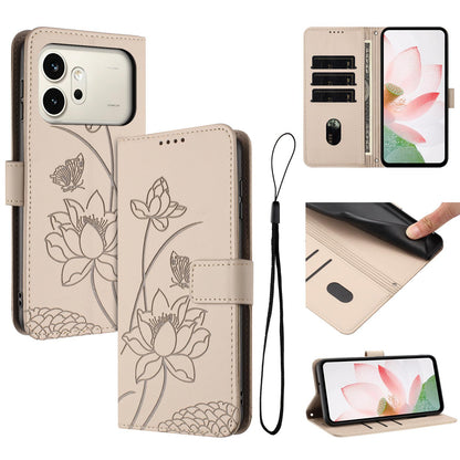 Honor 600 Lotus Embossed PU Leather Wallet Phone Case with Card Holder, Cash Pocket, Magnetic Flip Stand Cover, Wrist Lanyard Strap, Shockproof TPU Protective Folio Case - Purple