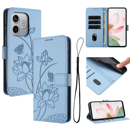 Honor 600 Lite Lotus Embossed PU Leather Wallet Phone Case with Card Holder, Cash Pocket, Magnetic Flip Stand Cover, Wrist Lanyard Strap, Shockproof TPU Protective Folio Case - Purple