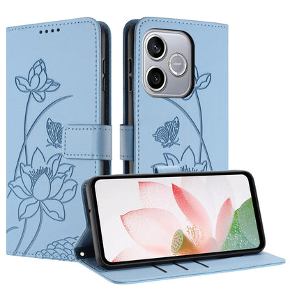Honor 600 Lite Lotus Embossed PU Leather Wallet Phone Case with Card Holder, Cash Pocket, Magnetic Flip Stand Cover, Wrist Lanyard Strap, Shockproof TPU Protective Folio Case - Purple