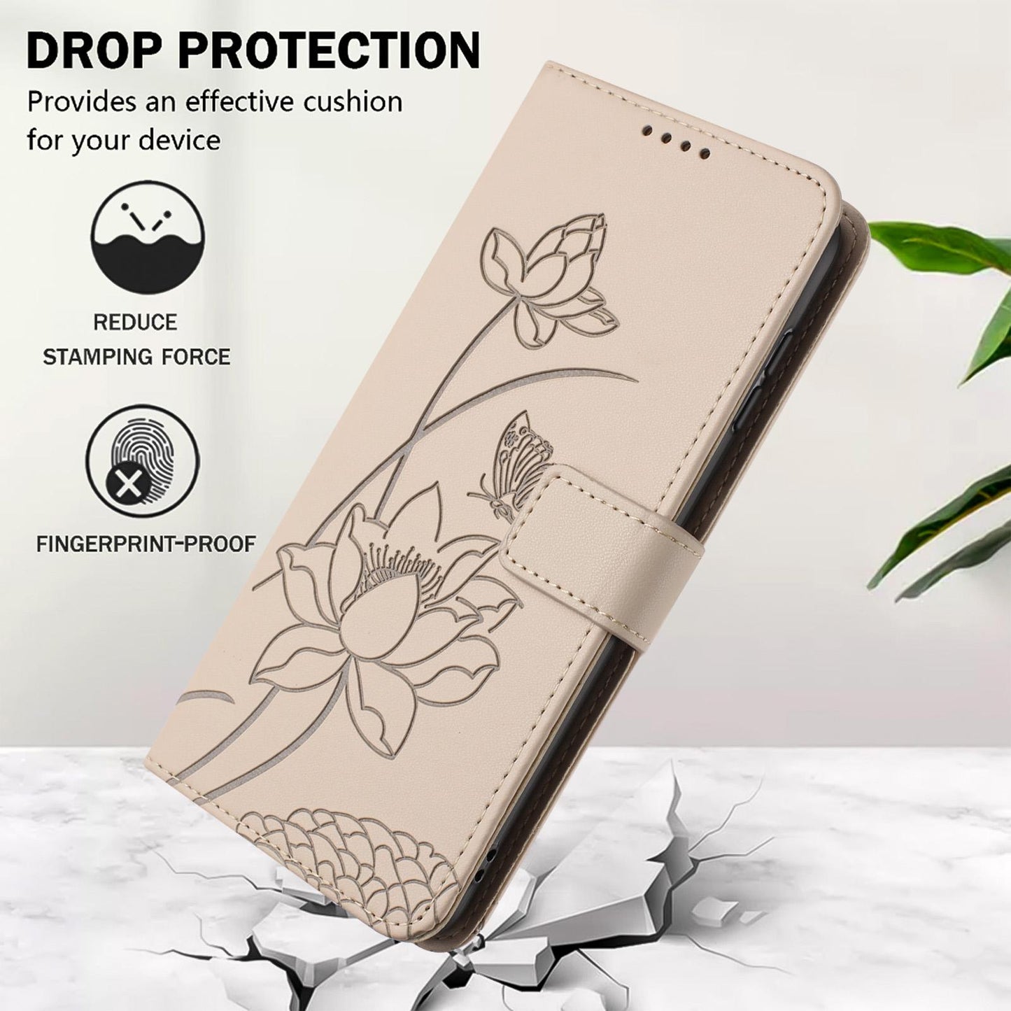 Motorola Moto G Stylus 5G 2025 Lotus Embossed PU Leather Wallet Phone Case with Card Holder, Cash Pocket, Magnetic Flip Stand Cover, Wrist Lanyard Strap, Shockproof TPU Protective Folio Case - Purple