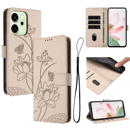 OPPO Reno14 Pro 5G Lotus Embossed PU Leather Wallet Phone Case with Card Holder, Cash Pocket, Magnetic Flip Stand Cover, Wrist Lanyard Strap, Shockproof TPU Protective Folio Case - Purple