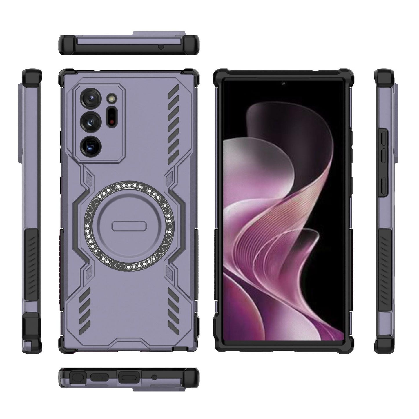 Samsung Galaxy Note20 Ultra Butterfly Armor MagSafe Magnetic Ring Shockproof Protective Phone Case with Stand