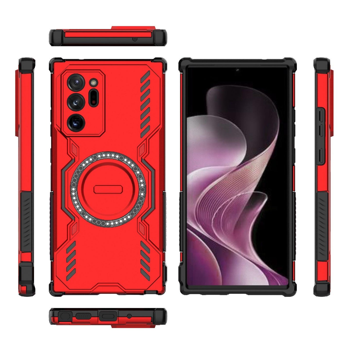 Samsung Galaxy Note20 Ultra Butterfly Armor MagSafe Magnetic Ring Shockproof Protective Phone Case with Stand