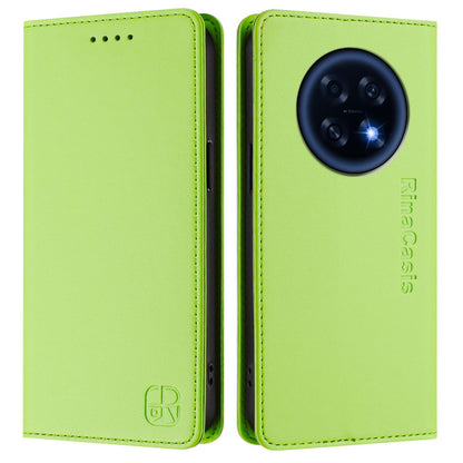 OPPO A6 GT 5G Dual-Folded Magnetic Suction RFID Blocking PU Leather Wallet Phone Case with Card Slots, Cash Pocket, Kickstand, Full Protective Flip Cover