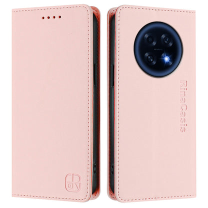 OPPO A6 GT 5G Dual-Folded Magnetic Suction RFID Blocking PU Leather Wallet Phone Case with Card Slots, Cash Pocket, Kickstand, Full Protective Flip Cover