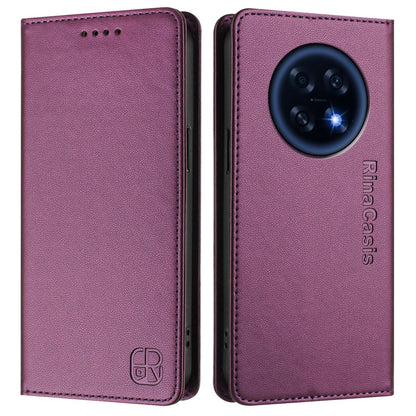 OPPO A6 GT 5G Dual-Folded Magnetic Suction RFID Blocking PU Leather Wallet Phone Case with Card Slots, Cash Pocket, Kickstand, Full Protective Flip Cover