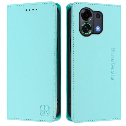 OPPO K13 Turbo 5G Dual-Folded Magnetic Suction RFID Blocking PU Leather Wallet Phone Case with Card Slots, Cash Pocket, Kickstand, Full Protective Flip Cover