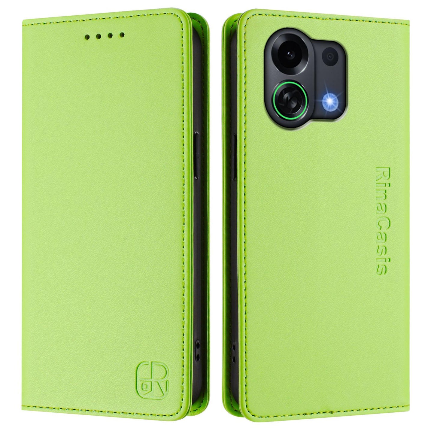 OPPO K13 Turbo 5G Dual-Folded Magnetic Suction RFID Blocking PU Leather Wallet Phone Case with Card Slots, Cash Pocket, Kickstand, Full Protective Flip Cover