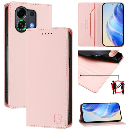 OPPO K13 Turbo 5G Dual-Folded Magnetic Suction RFID Blocking PU Leather Wallet Phone Case with Card Slots, Cash Pocket, Kickstand, Full Protective Flip Cover