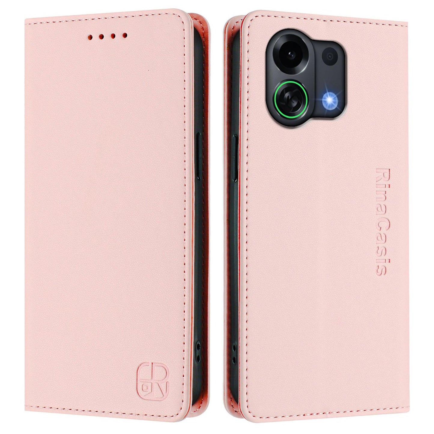 OPPO K13 Turbo Pro 5G Dual-Folded Magnetic Suction RFID Blocking PU Leather Wallet Phone Case with Card Slots, Cash Pocket, Kickstand, Full Protective Flip Cover