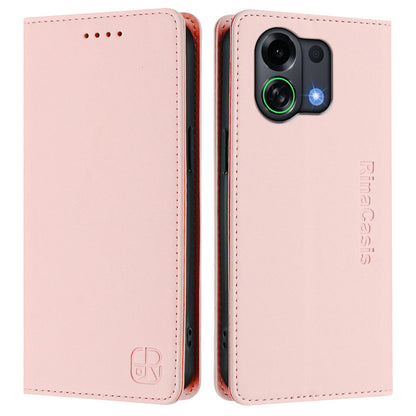 OPPO K13 Turbo Pro 5G Dual-Folded Magnetic Suction RFID Blocking PU Leather Wallet Phone Case with Card Slots, Cash Pocket, Kickstand, Full Protective Flip Cover