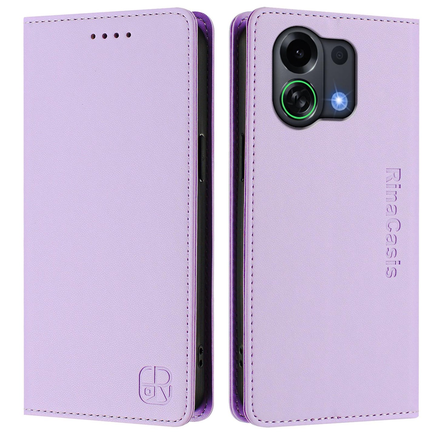 OPPO K13 Turbo Pro 5G Dual-Folded Magnetic Suction RFID Blocking PU Leather Wallet Phone Case with Card Slots, Cash Pocket, Kickstand, Full Protective Flip Cover
