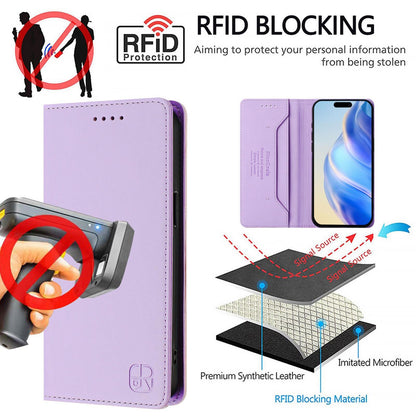 OPPO K13 Turbo 5G Dual-Folded Magnetic Suction RFID Blocking PU Leather Wallet Phone Case with Card Slots, Cash Pocket, Kickstand, Full Protective Flip Cover