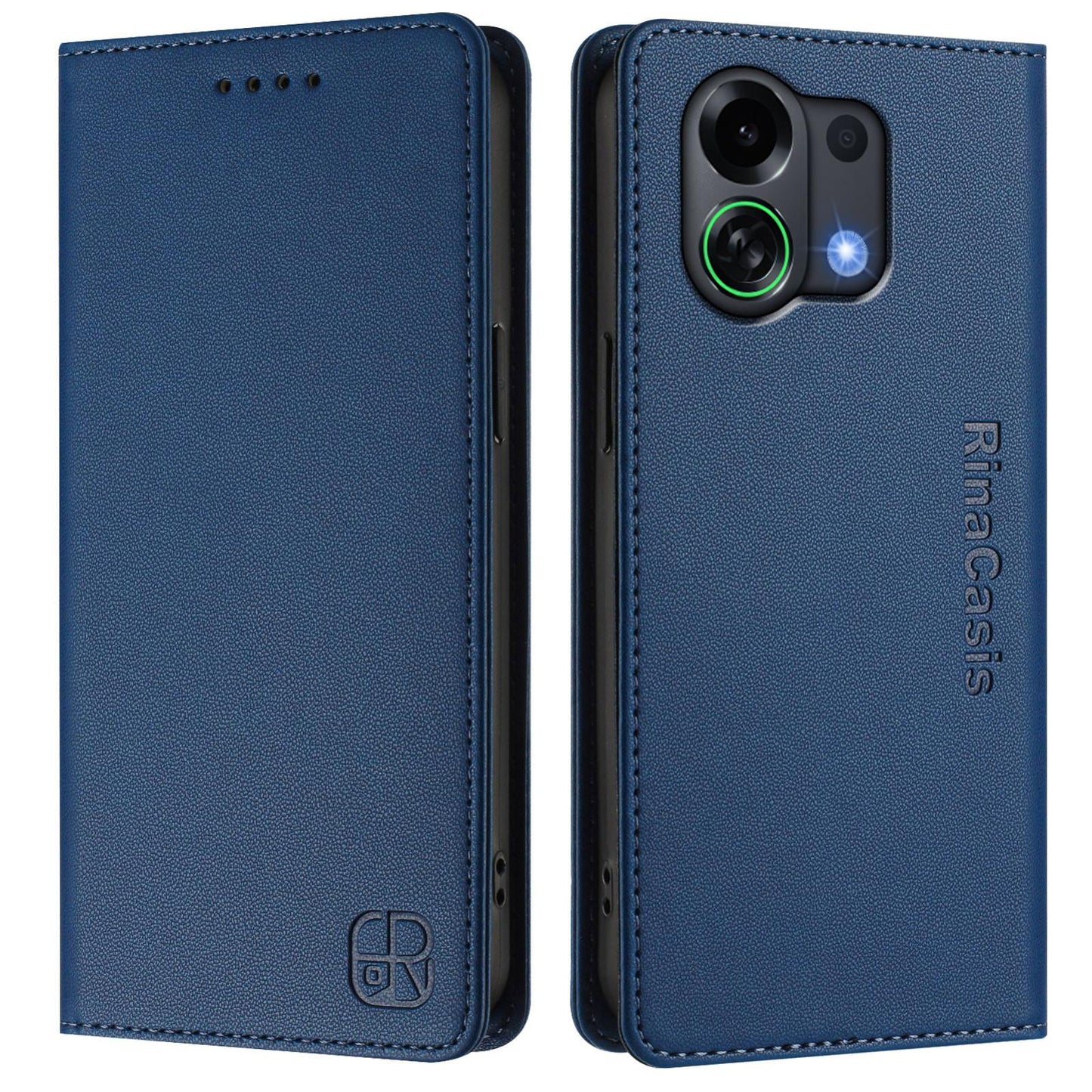 OPPO K13 Turbo 5G Dual-Folded Magnetic Suction RFID Blocking PU Leather Wallet Phone Case with Card Slots, Cash Pocket, Kickstand, Full Protective Flip Cover