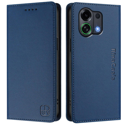 OPPO K13 Turbo Pro 5G Dual-Folded Magnetic Suction RFID Blocking PU Leather Wallet Phone Case with Card Slots, Cash Pocket, Kickstand, Full Protective Flip Cover